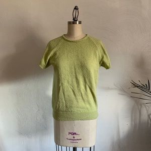 VTG sage top green elevated basic minimal mint layering tee nubby bouclé blouse